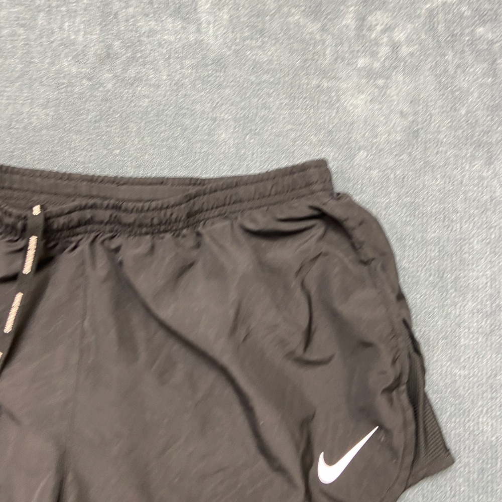 Nike Tempo Dri-Fit Running Shorts Womens Large Black Swoosh Logo Back Zip Sports - Picture 4 of 15